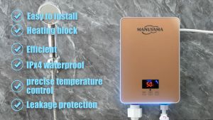 MANUYAMA Water Heater Shower Electric LCD Touchscreen With Self-modulating 6500W