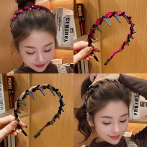 กำไลผมผ้ากำมะหยี่มีฟันแบบคลื่นเพชรน้ำ กำไลผมสำหรับผู้หญิง ฤดูใบไม้ร่วง/ฤดูหนาว กำไลผมสำหรับล้างหน้า กำไลผมสำหรับใส่ทั่วไป กำไลผมสุดเก๋