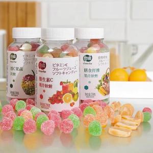 Qifeng Fiber Vitamin C Juice Soft Candy Vegetable QQ Candy Rubber Candy Childrens Snacks 238g/Bottle Fruit Candy Traditional Snacks