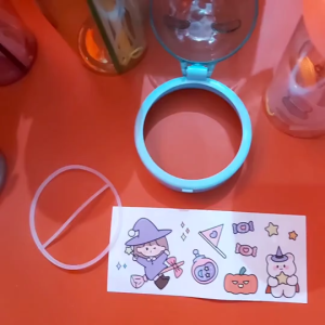 Botol Minum Sedotan Dua Sisi 420ml Duet Double Couple Bottle Tali Sticker -1122