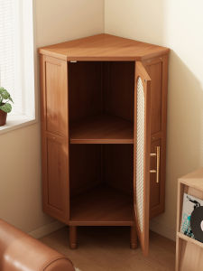 Retro Style Corner Storage Cabinet Non-Real Wood Multi-Functional Living Room Home Use Storage Shelf for Miscellaneous Items