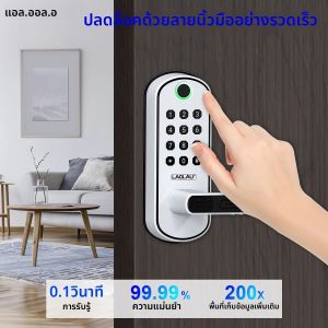 LAOLAU B04 สมาร์ทลายนิ้วมือประตูล็อคWIFIดิจิตอลหน้าจอสัมผัสล็อคTTLOCK App Keyless Entry NFC IP67 กันน้ํา 2 การ์ดIC