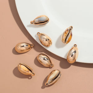 10pcs Gold Plated Acrylic 17x32MM Shell Conch Charms Pendant for DIY Beach Jewelry Making Keychain Necklace Earring Accessories