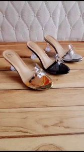ABBUSHOES Us 135 sendal wanita hak kaca mika permata 7cm
