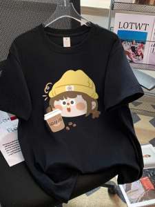 T-Shirt Wanita Lengan Pendek Motif Kartun Gadis Lucu & Huruf Keren - Katun Tipis Bernapas 2025 Desain High Street Korea Oversize Slim Fit Baju Kasual Gaya Harajuku Kerah Bulat Minimalis Tren Musim Panas Santai Harian Ukuran Besar Tops Gratis Ongkir