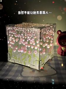 Artificial Tulip Flower Night Light Handmade DIY Bedside Lamp LED Night Lamp Wedding Decoration Mothers Day Gift