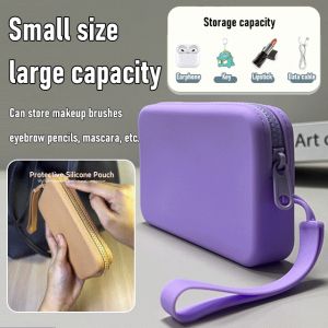 Square Large Capacity Silicone Storage Bag Waterproof Shockproof Stain-Resistant Cosmetic Zipper Bag Travel Storage Wash Bag Portable Makeup Brush Organizer