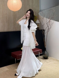 ZHENMANZI | French Style White Fish Tail Thin Voile Long Dress
