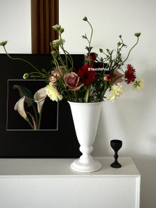 Silentwind Silent Style Life French Style Retro High Leg Ceramic Vase Large Diameter Desktop Fancy Ornaments