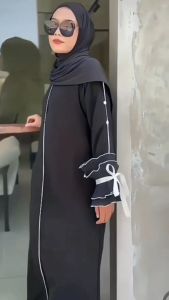 ABAYA IBU DAN ANAK COUPLE BAHAN JETBLACK SAUDI LUNA GAMIS ARAB HITAM