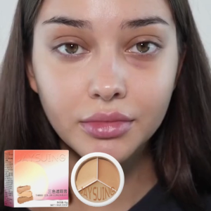 Jaysuing Three-color concealer cream: covers scars blemishes and pimples waterproof hides dark circles doesn’t cake brightens and contours for students