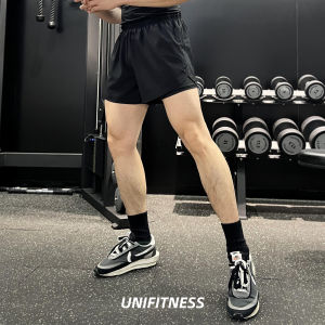 UNIFITNESS | Mens Double Layer Summer Training Running Fitness Quick-Dry 3 Inch Shorts