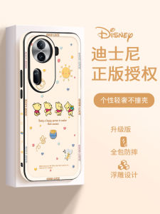Disney Winnie the Pooh Phone Case for OPPO Reno11 Pro+ Full Protection New Curved Screen Womens Model Compatible Frosted Leather