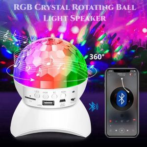 Wireless Bluetooth Speaker Stage 7 Color RGB Light360 Degree Rotation Crystal Ball Night Lights for DJ Club Disco Party KTV