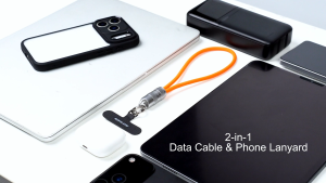Dux Ducis LCBA Series Type C To C 2-in-1 Lanyard + 60W Fast Charging Cable - Travel Orange White 30cm Data Transfer iPhone 27W Charger Mobile Phone Hand Wire High Speed Zinc Alloy Copper Good Quality Cheap High