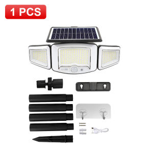 2in1 Solar Pathway Light Outdoor Solar Wall Light 231LED 3 Head Adjustable Solar Security Light Garden Courtyard Lawn Floodlight