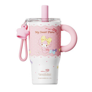 XW | X&W Sanrio Thermal Mug Stainless Steel Vacuum Flasks Cartoon Coffee Mug Portable Straw Water Bottle with Handle＆Visible Cup Lid