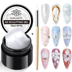 BORN PRETTY | BORN PRETTY 5ml Pearl White 5D Sculpting Gel Non-Stick Hand Extension Gel Nail Art Shaping Carving Flower Painted Gel DIY Manicu