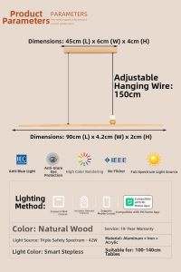 Simplicity Minimalist Long Wood Style Pendant Light
