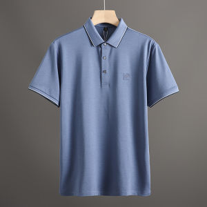 Modal + Silk! Fine Yarn Pique! Export Men Summer Cool Breathable Lapel Short Sleeve Polo Shirt