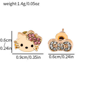 Sanrio | 1pair Sanrio Hello Kitty Stud Earrings and Different Pair Bow Stud Earrings Ladies Pink Style Simple Everyday Ladies Earrings