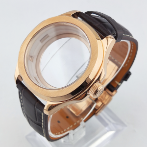 44mm NH35 Mens Watch Case with Sapphire Glass Waterproof Design Suitable for 28.5mm Case Leather Strap