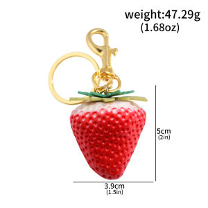 Disney | 3D Red Strawberry Keychain - Cute Wallet Backpack Handbag Pendant Accessory - Womens Resin Fruit Bag Charm Gift