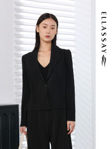 EllaSays Womens Slim Fit Short Black Suiting Jacket Autumn New Style Elegant Versatile Style Button Detail Polyester Blend