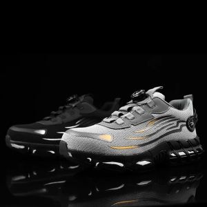 รองเท้าทำงานผู้ชาย ระบายอากาศได้ดี - สวมใส่สบาย ป้องกันการกระแทกและการเจาะทะลุ พร้อมหัวเหล็กนิรภัย พื้นรองเท้ากันลื่น