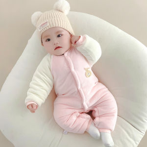 ชุดบอดี้สูทกันหนาวสำหรับเด็กทารกฤดูใบไม้ร่วงและฤดูหนาวเพิ่มความหนารอมเปอร์สูทบุใยฝ้ายสำหรับเด็กแรกเกิดชุดจั๊มสูทจั๊มสูทเพิ่มความหนาสำหรับเด็กทารก