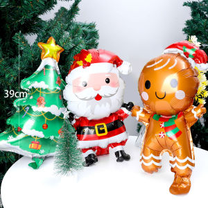 Merry Christmas Theme Balloons Standing / Oversize 61 Inches Greet Santa Claus Base / Xmas New Year Party Decorations / Aluminum Foil Balloon