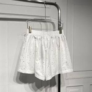 Casual High Waist A-Line Shorts Women Summer New Loose Slimming Fashionable Wide Leg Pants Diamond Embellished Versatile