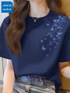 Jeanswest | Áo Thun Cotton Tay Ngắn Màu Hải Quân