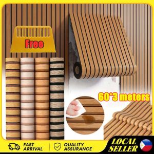 45x300cm Wallpaper Wood Flute Design PVC Self adhesive Waterproof Wall Paper Sticker Fabric Home Decor Wall Decor Safety 3D Design Decorative Sticker Stain Resistant Easy-Remove Heat Resistant Wall Sticker Suitable for living room room and other wall