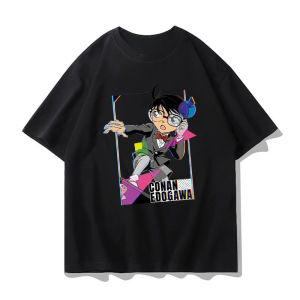 Bandai | 2026 Hot Selling Summer Fashion New Anime Name Detective Conan Outdoor Suitable for Street Cotton Loose Round Neck T-shirt