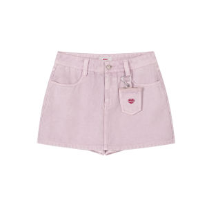 Valentines Special Heart Loop Pocket Embroidered Denim Skirt