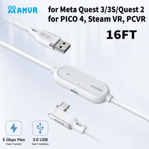 5M 16FT Rechargeable VR Link Cable for Quest 3/3S /2 /Pro/PICO4 Fast Charging Type-C USB Cables for Pico4 /Ultra Compatible PC /SteamVR