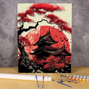 40x50cm DIY Painting By Numbers for Adults Japanese Mountain on Canvas Oil Picture By Numbers Figure Home Decor Unique Gift