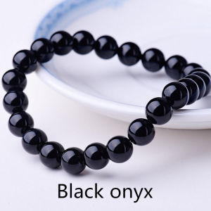 1pc Natural Beaded 8mm Bracelet Lovers Onyx Natural Stone Bead Men Black Onyx Lava Tiger Eye For Women/Men Jewelry