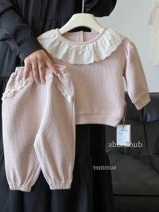 ชุดสองชิ้นฤดูใบไม้ร่วงสำหรับเด็กผู้หญิง เสื้อสเวตเตอร์และกางเกง กางเกงขายาว แฟชั่นเกาหลี ฤดูใบไม้ผลิและฤดูใบไม้ร่วง ชุดเด็ก ชุดลำลอง