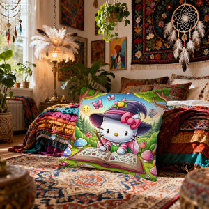 Sanrio | Sanrio HELLO kitty Pillow Covers Cartoon Sofa Decorative Home Double-sided Printing Short Plush Cushion Cover Christmas gifts