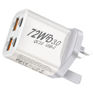 Sạc USB Đa Cổng 72W Sạc Nhanh Adapter Tường Type-C Cho iPhone Samsung Xiaomi Redmi Tương Thích Với Phích Cắm EU/US/AU/UK