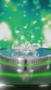RoyStone - Cincin Wanita Moissanite Sertifikat GRA Original Lapis Emas - Azalea Ring