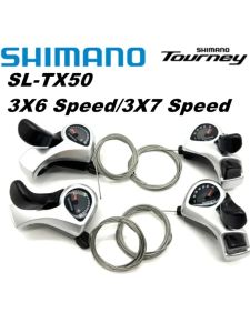 SHIMANO | Shimano TX50 Tourney SIS SL-TX50 Bicycle Shift Lever 3*6s 3*7s 3v Left 6v Right 7v 18 21 Speed Pair TX50 Shifters Gear Cable