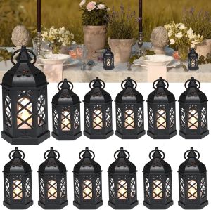 Led Electronic Candle Light Hexagonal Wind Light Portable Handheld Small Lantern Small Night Light Decorative Ornament