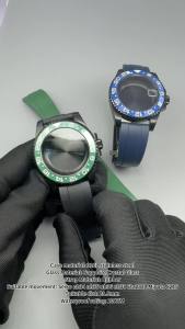 40mm Watch Case NH35 All Black GMT Style Rubber Strap Sapphire For NH35 NH36 NH34 Miyota8215 ETA2824 PT5000 ST2130 Watch Case