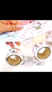 200pcs/Roll Sanrio Family Series Kuromi Melody Cinnamoroll Cute Creative Label Sticker Roll Tape For Gift Phone Book Luggage Sealing Handbook Laptop DIY