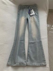 Retro American Stretch Denim Skinnies Womens High Waist Bell Bottoms Casual Floor Length Trousers Autumn New Style