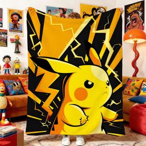 Pokemon Hoạt Hình Dày Sang Trọng Ném Chăn Mềm Mại Ấm Áp Có Thể Giặt Bằng Máy Cho Giường Sofa Trang Trí Nhà Du Lịch Phòng Điều Hòa Quà Tặng