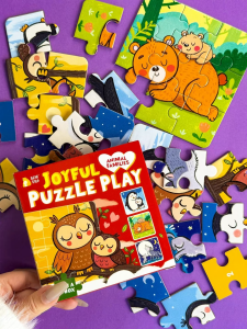 BEAR TALE Kids 4 In A Box Animals Puzzle Toy Animal Transportation Fruit and Vegetable Flat Early Education Two-piece Toy Card